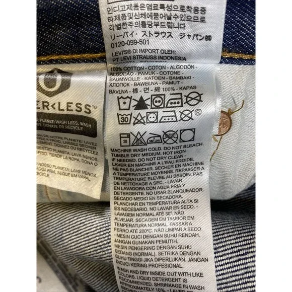 Levi's Men's Dark Wash 501 Button Fly Straight Leg Jeans Sz 31x30 - Picture 3 of 4